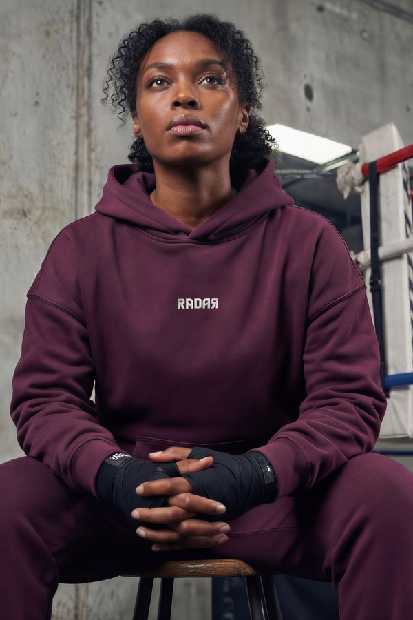 OVERSIZED ESSENTIALS HOODIE BURGUNDY