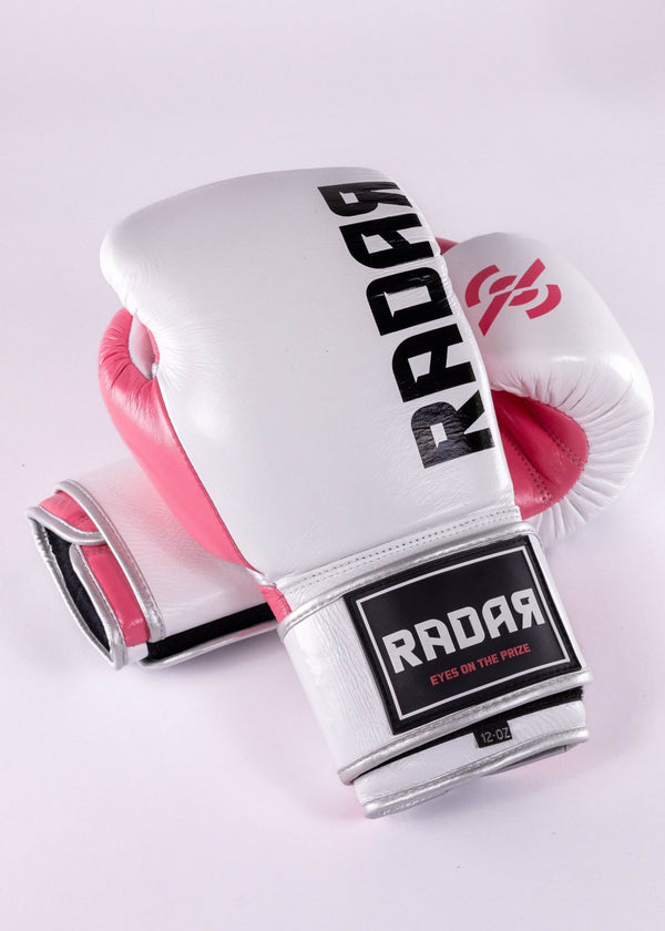 Bokshandschoenen Wit Roze - Radar Gear – Premium sportkleding & accessoires voor topprestaties